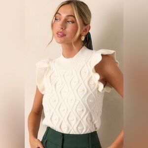 Pants Store IVORY CAP SLEEVE KNIT TOP